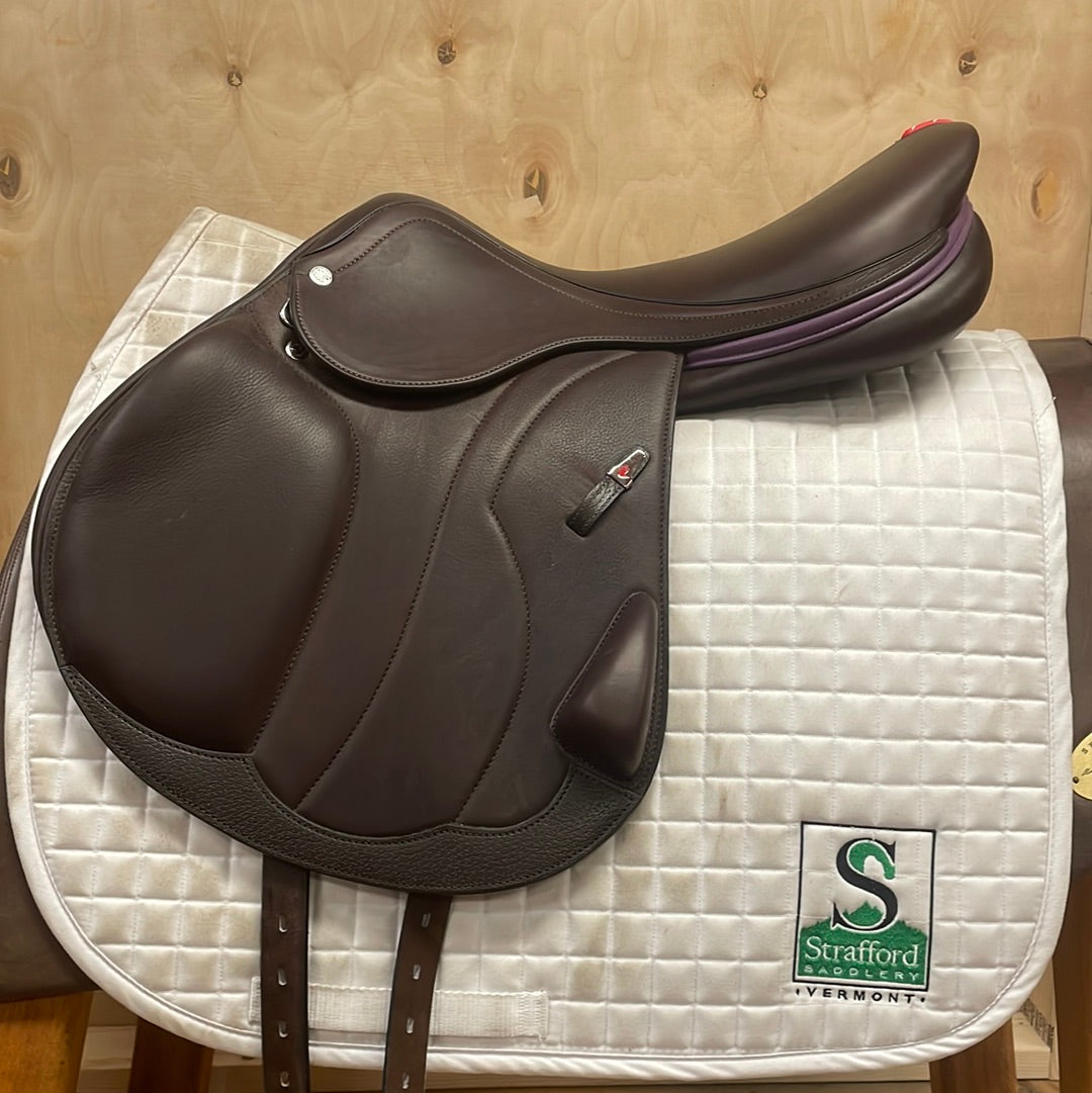 Equipe Synergy Monoflap Jump Saddle-17.5-+1.5w Mp-Purple Welting-Brown